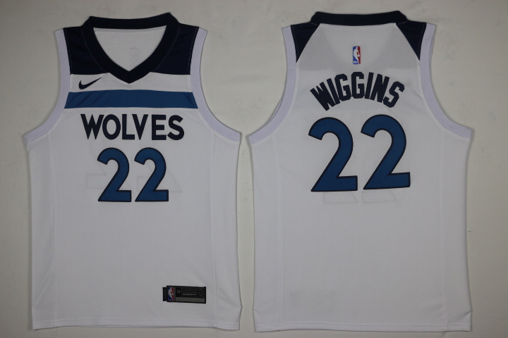 Men Minnesota Timberwolves #22 Wiggins White New Nike Season NBA Jerseys->minnesota timberwolves->NBA Jersey